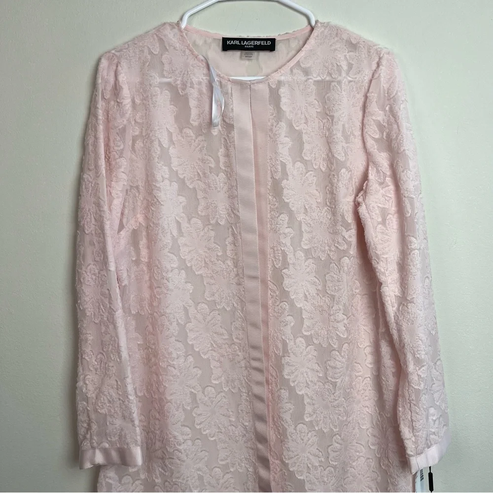 NWT Karl Lagerfeld Paris Pink Cardigan Floral Size S Women